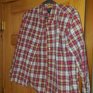 Abercrombie & Fitch Womens Red Plaid Button-Down Shirt Size Medium